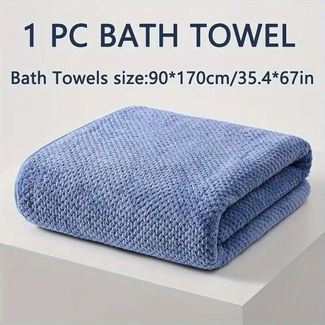 Modern Pineapple Grid Design Ultra-Soft Coral Fleece Bath Towel｜90x170cm Extra Thick Strong Absorption, Suitable for Bathroom, Gym, Hotel, and Home Use.(Dark grey)