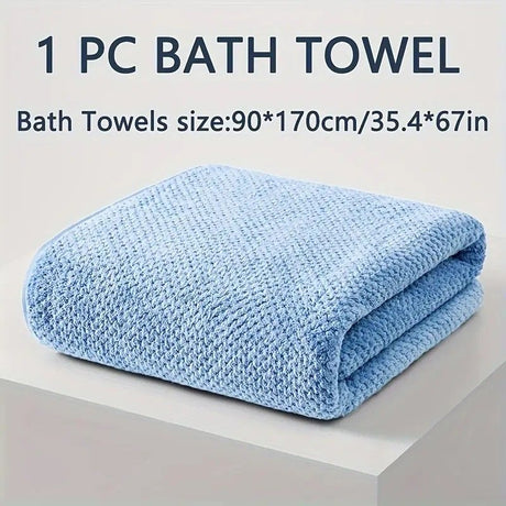 Modern Pineapple Grid Design Ultra-Soft Coral Fleece Bath Towel｜90x170cm Extra Thick Strong Absorption, Suitable for Bathroom, Gym, Hotel, and Home Use.(dark blue)