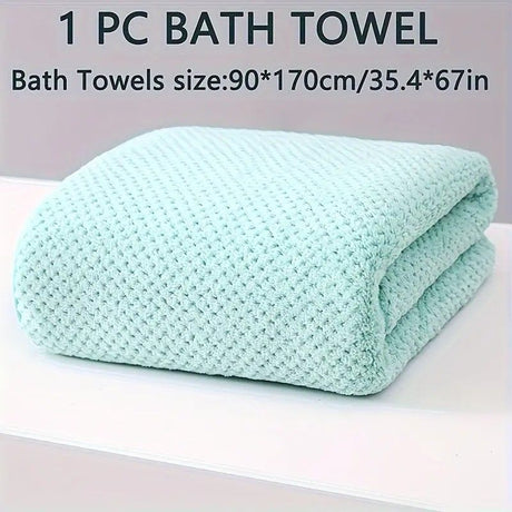 Modern Pineapple Grid Design Ultra-Soft Coral Fleece Bath Towel｜90x170cm Extra Thick Strong Absorption, Suitable for Bathroom, Gym, Hotel, and Home Use.(ORANGE)