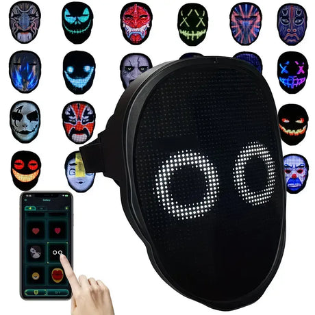 Smart LED Gesture-Sensing Light-Up Mask, 45 Dynamic + 70 Static Patterns, Party Atmosphere Essential / USB Rechargeable Version