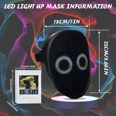 Smart LED Gesture-Sensing Light-Up Mask, 45 Dynamic + 70 Static Patterns, Party Atmosphere Essential / USB Rechargeable Version
