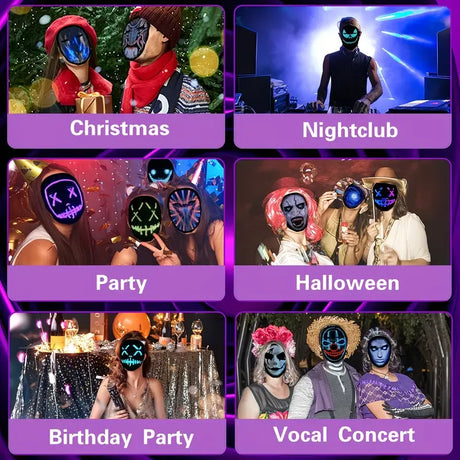Smart LED Gesture-Sensing Light-Up Mask, 45 Dynamic + 70 Static Patterns, Party Atmosphere Essential / Battery-Powered Version