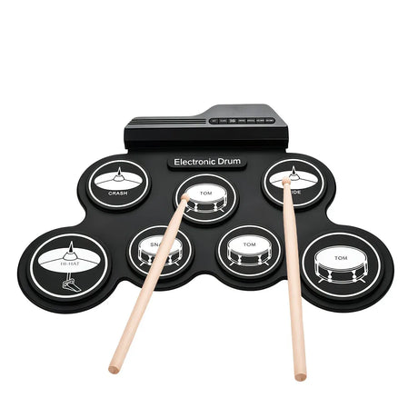 Portable Roll-Up Electronic Drum: Seven Pads with Realistic Feel, Silent Practice, Foldable and Easy to Carry Anywhere