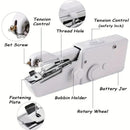 Handheld Sewing Machine, Mini Portable Sewing Machine, Quick Handheld Sewing Tool, Suitable for Fabric and Clothing (Batteries Not Included, Requires 4 AA Batteries), Colors of Fabric and Thread Spool in Accessories Are Random