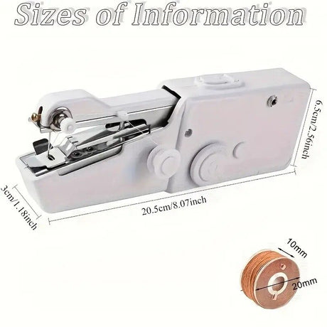 Handheld Sewing Machine, Mini Portable Sewing Machine, Quick Handheld Sewing Tool, Suitable for Fabric and Clothing (Batteries Not Included, Requires 4 AA Batteries), Colors of Fabric and Thread Spool in Accessories Are Random
