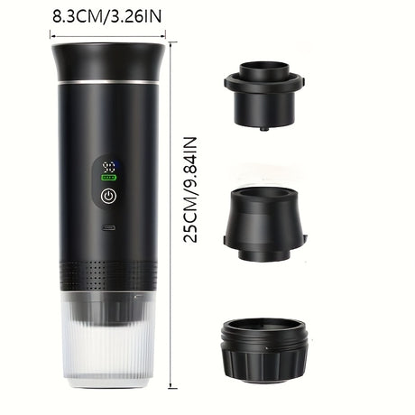 Portable 20Bar High - Pressure Extraction Coffee Machine, 80ml Stainless Steel Water Tank + Foldable Stand, Low - Battery Alert & Real - Time Temperature Control, Enjoy Barista - Quality Coffee on the Go, at Office or While Driving,Grey