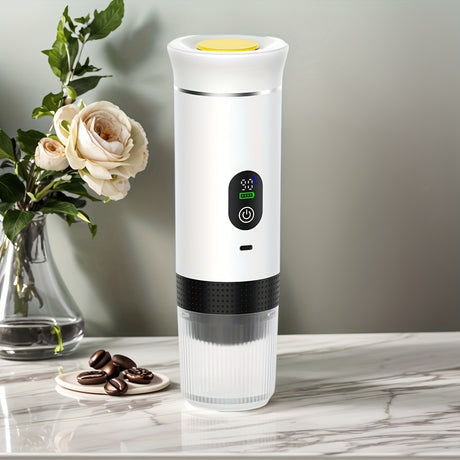 Portable 20Bar High - Pressure Extraction Coffee Machine, 80ml Stainless Steel Water Tank + Foldable Stand, Low - Battery Alert & Real - Time Temperature Control, Enjoy Barista - Quality Coffee on the Go, at Office or While Driving,Grey