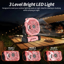 PINK 2-in-1 Portable Fan & Light, Quiet & Cool for Outdoor Use
