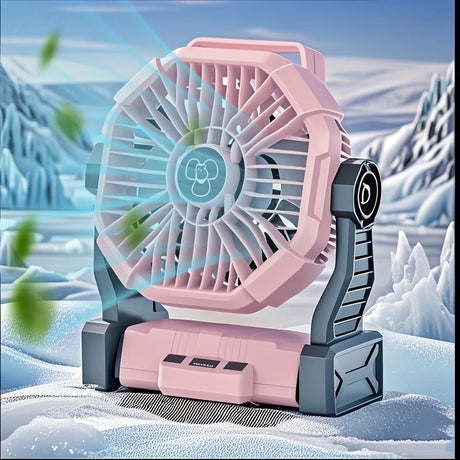 PINK 2-in-1 Portable Fan & Light, Quiet & Cool for Outdoor Use