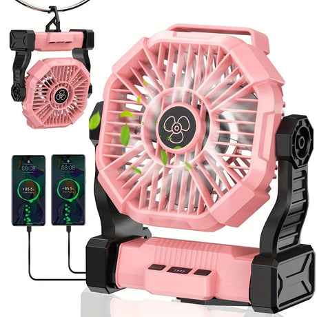 GREEN 2-in-1 Portable Fan & Light, Quiet & Cool for Outdoor Use