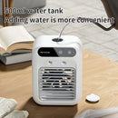 USB rechargeable mini air conditioning fan, supports USB/wireless charging. Features 3-speed wind, cooling, and humidification levels. Powered by a lithium battery, lightweight and compact, ideal for desktop cooling in both office and home settings.