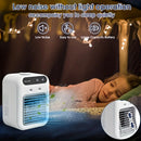USB rechargeable mini air conditioning fan, supports USB/wireless charging. Features 3-speed wind, cooling, and humidification levels. Powered by a lithium battery, lightweight and compact, ideal for desktop cooling in both office and home settings.