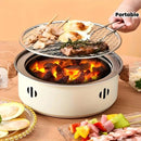 Portable mini tabletop barbecue grill, made of stainless steel, includes a grill mesh, designed for home use, and functions as a detachable charcoal grill.