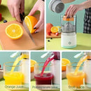 New portable USB juicer, powered by a rechargeable lithium battery, extracts juice from oranges, lemons, watermelons, grapes, and other juicy fruits with the press of a button, efficiently separating pulp residue—a versatile kitchen and travel helper.