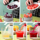 New portable USB juicer, powered by a rechargeable lithium battery, extracts juice from oranges, lemons, watermelons, grapes, and other juicy fruits with the press of a button, efficiently separating pulp residue—a versatile kitchen and travel helper.