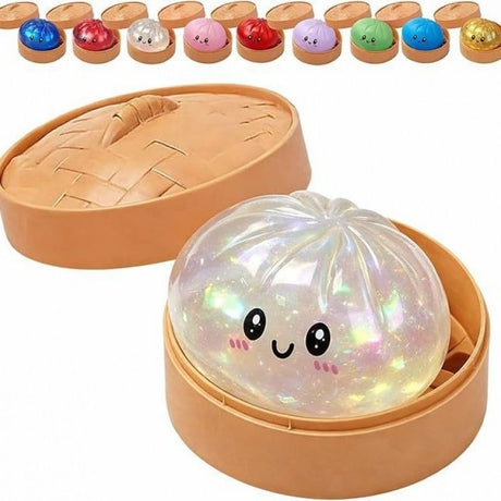Simulated Smiley Steamed Bun Squishy Toy, Cute Stress Relief Plaything, Soft Slow-Rebound Texture, Adorable Desktop Decor（Red pinch）