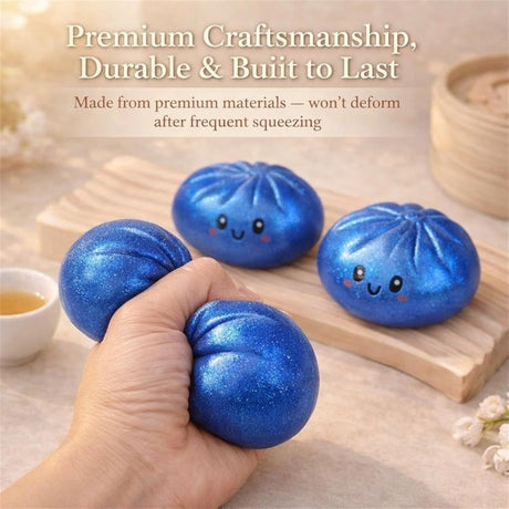 Simulated Smiley Steamed Bun Squishy Toy, Cute Stress Relief Plaything, Soft Slow-Rebound Texture, Adorable Desktop Decor（Golden pinching）
