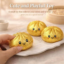 Simulated Smiley Steamed Bun Squishy Toy, Cute Stress Relief Plaything, Soft Slow-Rebound Texture, Adorable Desktop Decor(Blue pinching)