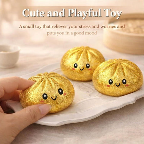 Simulated Smiley Steamed Bun Squishy Toy, Cute Stress Relief Plaything, Soft Slow-Rebound Texture, Adorable Desktop Decor(Blue pinching)