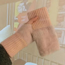 Women's Comfortable Fingerless Gloves - Soft, Warm, and Fashionable Pure White Winter Gloves, Suitable for Cold Weather or Casual Wear, Hand Washable, Ladies' Gloves.white