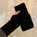 Women's Comfortable Fingerless Gloves - Soft, Warm, and Fashionable Pure White Winter Gloves, Suitable for Cold Weather or Casual Wear, Hand Washable, Ladies' Gloves.white