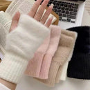 Women's Comfortable Fingerless Gloves - Soft, Warm, and Fashionable Pure White Winter Gloves, Suitable for Cold Weather or Casual Wear, Hand Washable, Ladies' Gloves.pink