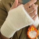 Women's Comfortable Fingerless Gloves - Soft, Warm, and Fashionable Pure White Winter Gloves, Suitable for Cold Weather or Casual Wear, Hand Washable, Ladies' Gloves..khaki