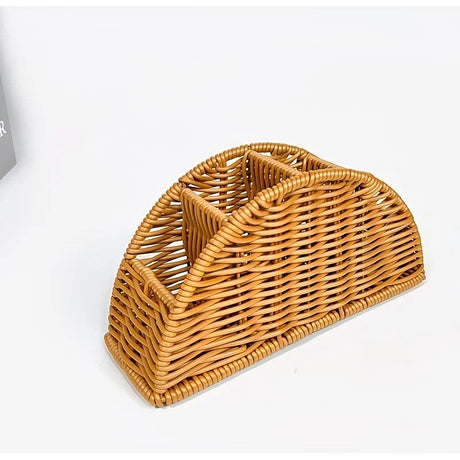 Handwoven Remote Control Storage Box, eco-friendly material, large capacity for categorized storage, fits coffee tables and desktops, easily eliminates clutter, adding a natural and warm touch to your home.（brown）