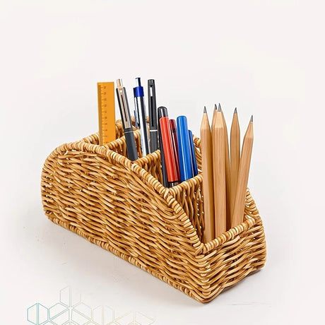 Handwoven Remote Control Storage Box, eco-friendly material, large capacity for categorized storage, fits coffee tables and desktops, easily eliminates clutter, adding a natural and warm touch to your home.（brown）