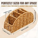 Handwoven Remote Control Storage Box, eco-friendly material, large capacity for categorized storage, fits coffee tables and desktops, easily eliminates clutter, adding a natural and warm touch to your home.(dull grey)
