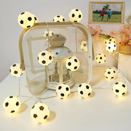Football Shaped LED String Light, Warm Yellow Soft Glow, Cozy Decoration for Bedroom and Party. Battery Powered, 1.5 Meters with 10 Lights.