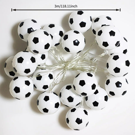 Football Shaped LED String Light, Warm Yellow Soft Glow, Cozy Decoration for Bedroom and Party. USB Powered, 3 Meters with 20Lights.