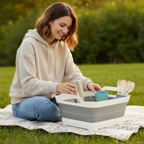 Portable Folding Sink: Space-Saving Storage, Multi-Use for Kitchen, Balcony, and Outdoors