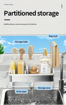 No Drill 360° Rotating Drain Sponge Holder with Tray Kitchen Sink Organizer(WHITE)