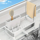 No Drill 360° Rotating Drain Sponge Holder with Tray Kitchen Sink Organizer(GREY)