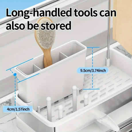 No Drill 360° Rotating Drain Sponge Holder with Tray Kitchen Sink Organizer AU(BLACK)