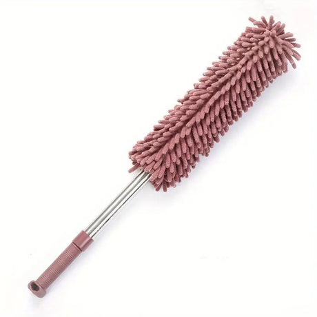 Coffee brown  Household Cleaning Duster / Static Duster / Dust Sweeper / Telescopic & Non-Shedding / Washable & Bendable / High-Reach Cleaning Tool / Cleaning Tools & Supplies