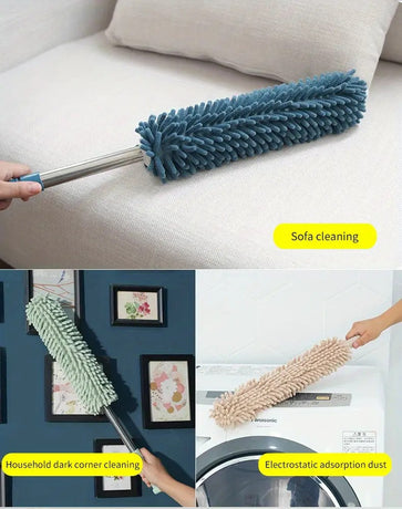 Coffee brown  Household Cleaning Duster / Static Duster / Dust Sweeper / Telescopic & Non-Shedding / Washable & Bendable / High-Reach Cleaning Tool / Cleaning Tools & Supplies