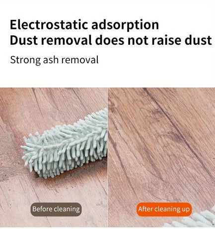khaki  Household Cleaning Duster / Static Duster / Dust Sweeper / Telescopic & Non-Shedding / Washable & Bendable / High-Reach Cleaning Tool / Cleaning Tools & Supplies