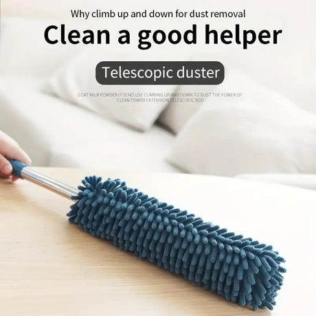 khaki  Household Cleaning Duster / Static Duster / Dust Sweeper / Telescopic & Non-Shedding / Washable & Bendable / High-Reach Cleaning Tool / Cleaning Tools & Supplies