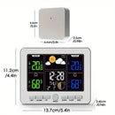 Indoor Outdoor Weather Station Color LCD Atomic Clock Barometer Forecast Dual Alarm Snooze Calendar Time Date Moon Phase Adjustable Backlight.white
