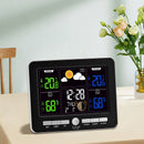 Indoor Outdoor Weather Station Color LCD Atomic Clock Barometer Forecast Dual Alarm Snooze Calendar Time Date Moon Phase Adjustable Backlight.white