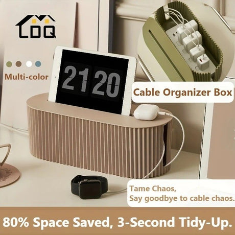 1 Multi-Scene Cable Storage Box Durable Desktop TV Cable Management System with Lid  Scratch-Resistant Storage Case, Suitable for Power Strips, Chargers, and Home Office Supplies (Milky Blue)
