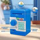 Children's Password Piggy Bank, Dual Lock,BLUE  Automatic Bill Intake, Develops Savings Habit, Multiple Colors Available, Battery Not Included