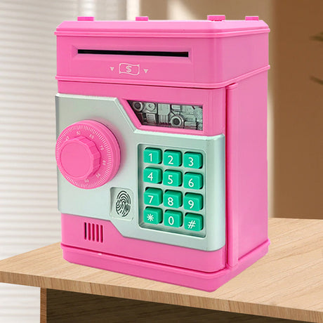 Children's Password Piggy Bank, Dual Lock,BLUE  Automatic Bill Intake, Develops Savings Habit, Multiple Colors Available, Battery Not Included