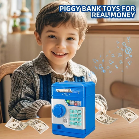 PINK Children's Password Piggy Bank, Dual Lock, Automatic Bill Intake, Develops Savings Habit, Multiple Colors Available, Battery Not Included