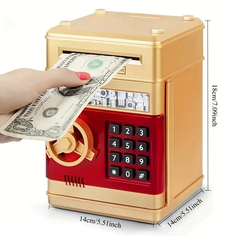 Children's Password Piggy Bank, Stores Coins & Paper Money, Auto Roll-Up, Sound & Light Interaction, Fosters Good Savings Habits. Battery Not Included.BLUE