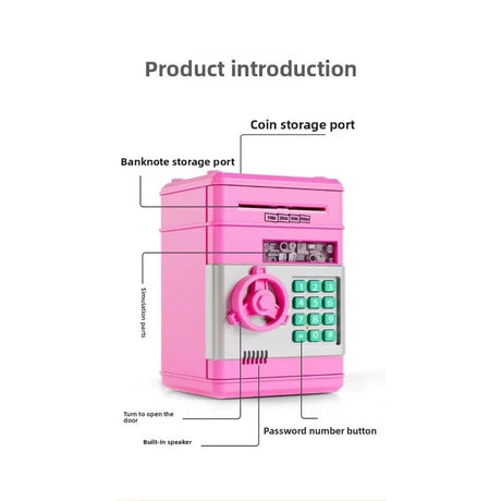 Children's Password Piggy Bank, Stores Coins & Paper Money, Auto Roll-Up, Sound & Light Interaction, Fosters Good Savings Habits. Battery Not Included.BLUE