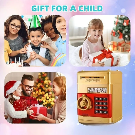 PINK Children's Password Piggy Bank, Stores Coins & Paper Money, Auto Roll-Up, Sound & Light Interaction, Fosters Good Savings Habits. Battery Not Included