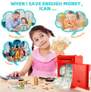 PINK Children's Password Piggy Bank, Stores Coins & Paper Money, Auto Roll-Up, Sound & Light Interaction, Fosters Good Savings Habits. Battery Not Included